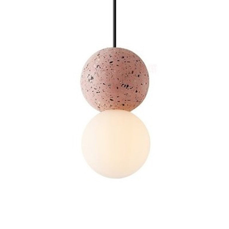 Globe Ceiling Light Nordic Style Terrazzo 1-Light Restaurant Hanging Pendant Light with Opal Glass Shade Clearhalo 'Ceiling Lights' 'Modern Pendants' 'Modern' 'Pendant Lights' 'Pendants' Lighting' 2186580