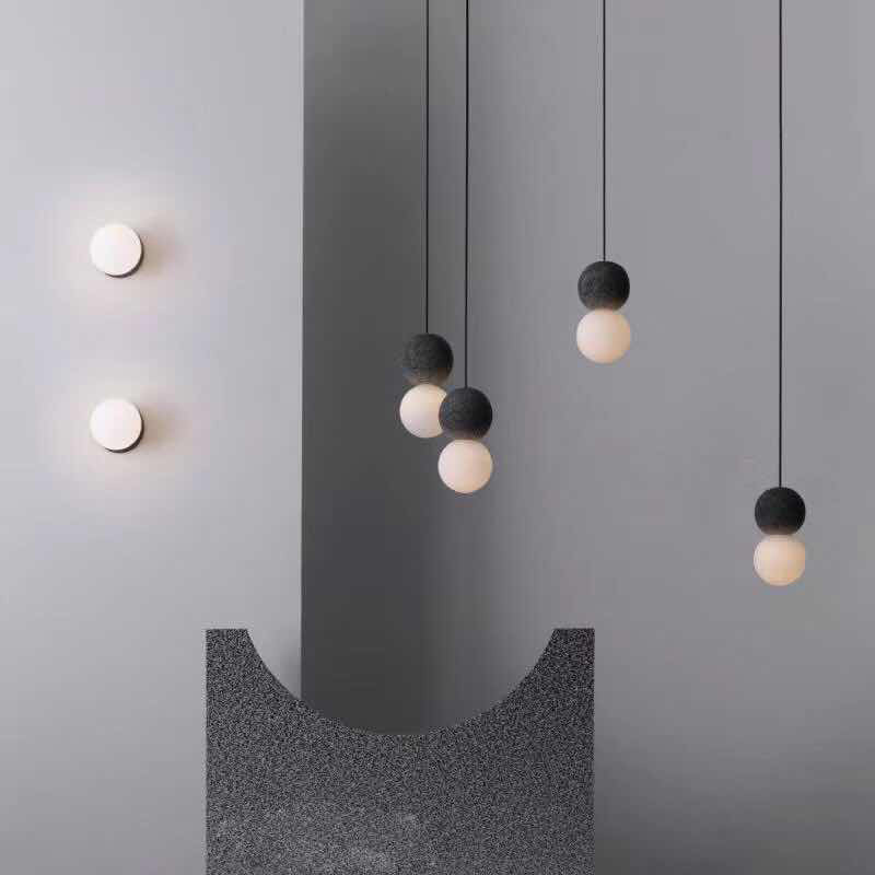 Globe Ceiling Light Nordic Style Terrazzo 1-Light Restaurant Hanging Pendant Light with Opal Glass Shade Black Clearhalo 'Ceiling Lights' 'Modern Pendants' 'Modern' 'Pendant Lights' 'Pendants' Lighting' 2186583
