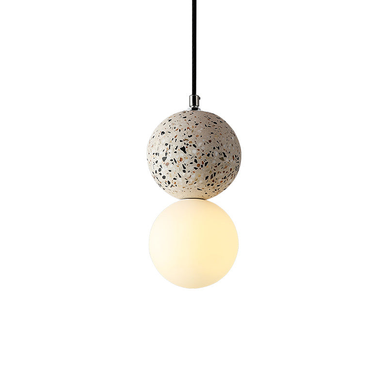 Round Pendant Light Minimalistic Frosted Glass 1 Bulb Dining Room Suspension Light with Terrazzo Decor Clearhalo 'Ceiling Lights' 'Lighting' 'Pendant Lights' 2186591_5a956f5c-a125-4cd4-bc65-70c9ac29af90