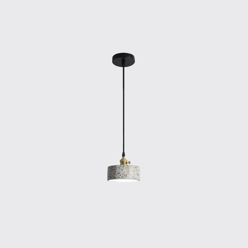 Geometrical Suspension Lighting Nordic Style Terrazzo Single-Bulb White Pendant Ceiling Light Clearhalo 'Ceiling Lights' 'Modern Pendants' 'Modern' 'Pendant Lights' 'Pendants' Lighting' 2186621