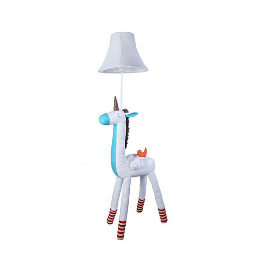 Bell Fabric Shade Standing Lamp Kids 1 Head Pink/White Floor Light with Unicorn Decoration for Children Room Clearhalo 'Floor Lamps' 'Lamps' Lighting' 218662