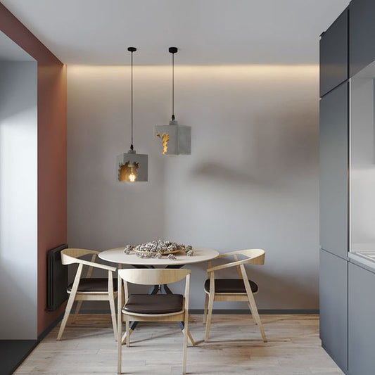 Modern Style Geometric Suspension Light Cement Single Dining Room Pendant Light Fixture Grey Clearhalo 'Ceiling Lights' 'Modern Pendants' 'Modern' 'Pendant Lights' 'Pendants' Lighting' 2186643