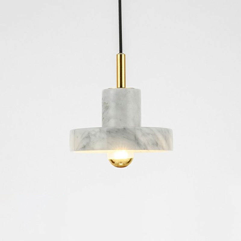 Marble Lid Shaped Ceiling Light Minimalistic Single-Bulb Hanging Lamp for Dining Room Clearhalo 'Ceiling Lights' 'Modern Pendants' 'Modern' 'Pendant Lights' 'Pendants' Lighting' 2186648