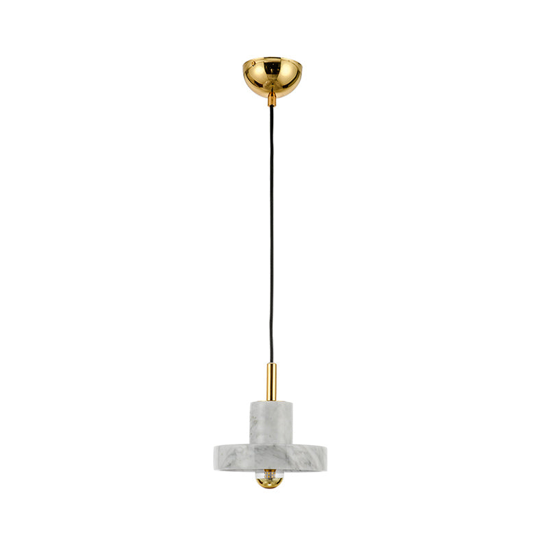 Marble Lid Shaped Ceiling Light Minimalistic Single-Bulb Hanging Lamp for Dining Room Clearhalo 'Ceiling Lights' 'Modern Pendants' 'Modern' 'Pendant Lights' 'Pendants' Lighting' 2186651