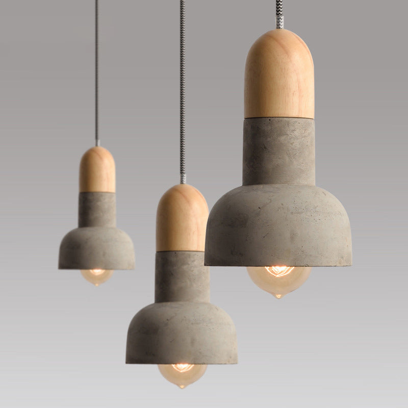 Flashlight Shaped Ceiling Light Minimalistic Cement 1��Bulb Dining Room Hanging Pendant Light Wood Clearhalo 'Ceiling Lights' 'Modern Pendants' 'Modern' 'Pendant Lights' 'Pendants' Lighting' 2186657