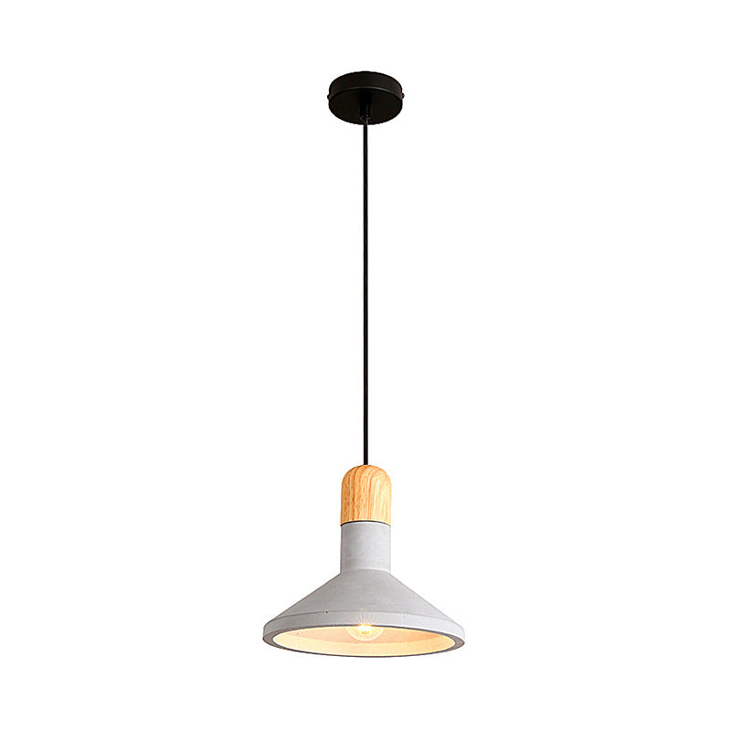 Minimalist Funnel Shaped Pendant Light Cement 1��Bulb Dining Room Suspension Light Fixture in Grey Clearhalo 'Ceiling Lights' 'Modern Pendants' 'Modern' 'Pendant Lights' 'Pendants' Lighting' 2186667