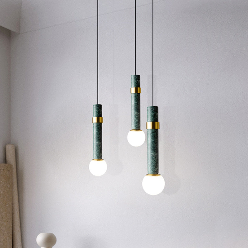 Marble Cylindrical Shade Suspension Light Simplicity Single Pendant Light Fixture Green B Clearhalo 'Ceiling Lights' 'Modern Pendants' 'Modern' 'Pendant Lights' 'Pendants' Lighting' 2186672