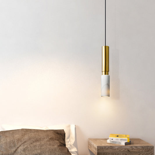 Marble Cylindrical Shade Suspension Light Simplicity Single Pendant Light Fixture White A Clearhalo 'Ceiling Lights' 'Modern Pendants' 'Modern' 'Pendant Lights' 'Pendants' Lighting' 2186674