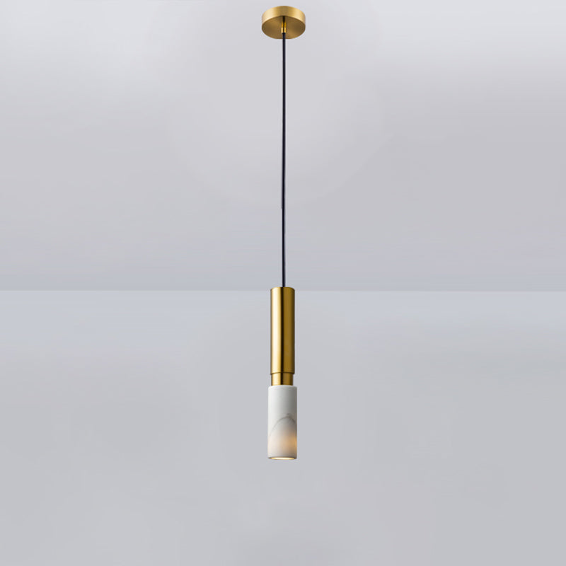 Marble Cylindrical Shade Suspension Light Simplicity Single Pendant Light Fixture Clearhalo 'Ceiling Lights' 'Modern Pendants' 'Modern' 'Pendant Lights' 'Pendants' Lighting' 2186676