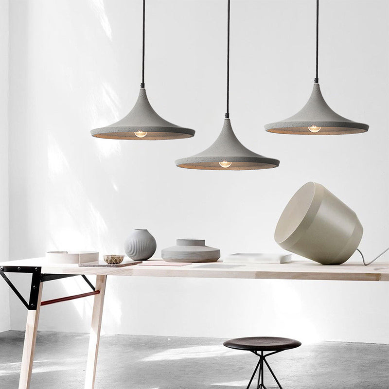 Conical Cement Suspension Lighting Nordic Style 1��Bulb Grey Pendant Ceiling Light Clearhalo 'Ceiling Lights' 'Modern Pendants' 'Modern' 'Pendant Lights' 'Pendants' Lighting' 2186687