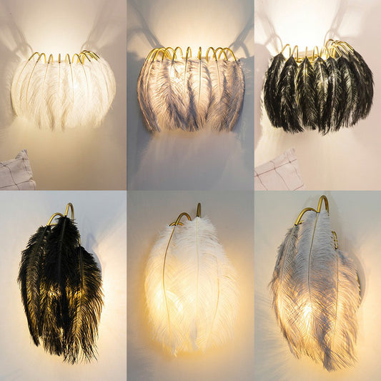Gold Curved Sconce Lighting Simplicity Single-Bulb Feather Wall Light Fixture for Bedside Clearhalo 'Modern wall lights' 'Modern' 'Wall Lamps & Sconces' 'Wall Lights' Lighting' 2186721