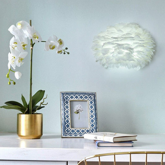 Blossoming Flower Feather Wall Lighting Nordic Style 1 Bulb White Sconce Light for Girls Bedroom Clearhalo 'Modern wall lights' 'Modern' 'Wall Lamps & Sconces' 'Wall Lights' Lighting' 2186729