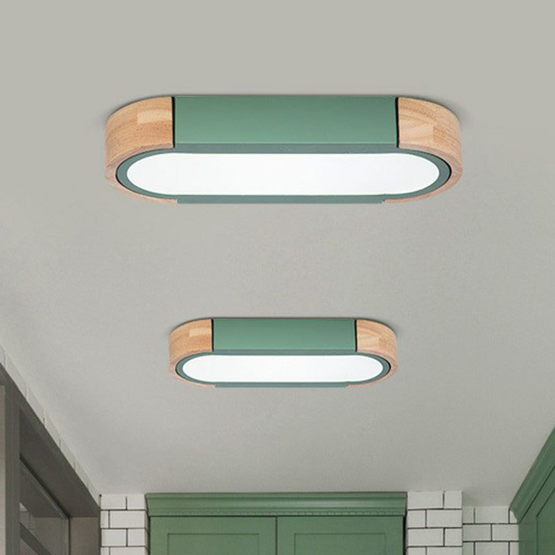 Acrylic Oblong Shaped Flush Mount Lighting Simplistic LED Flush Mount Fixture for Living Room Green Clearhalo 'Ceiling Lights' 'Close To Ceiling Lights' 'Close to ceiling' 'Flush mount' Lighting' 2186836