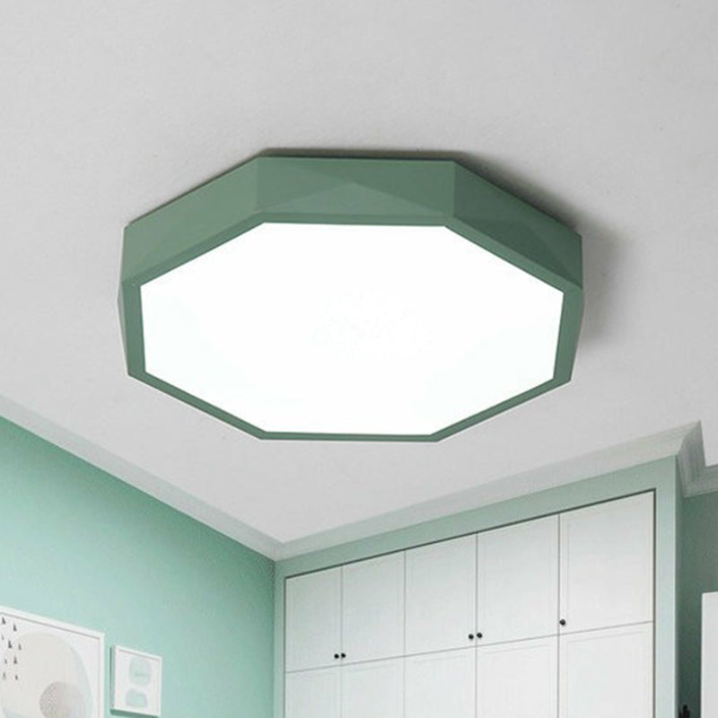 Octagon Shaped Bedroom Flush Mount Lighting Acrylic Simplistic LED ...