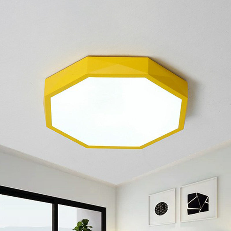 Octagon Shaped Bedroom Flush Mount Lighting Acrylic Simplistic LED Flush Mount Fixture Yellow Clearhalo 'Ceiling Lights' 'Close To Ceiling Lights' 'Close to ceiling' 'Flush mount' Lighting' 2186873