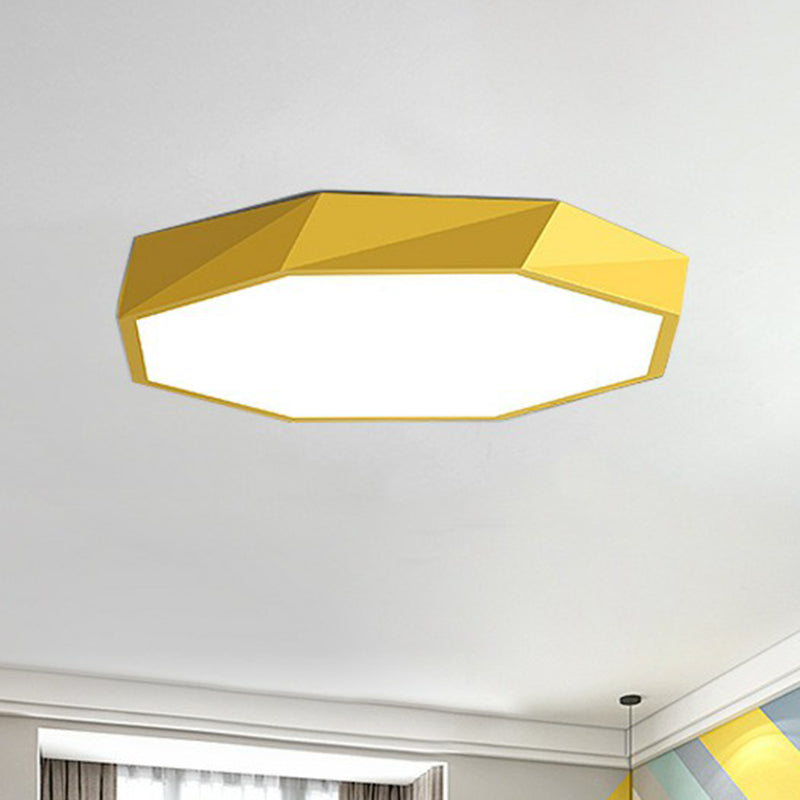 Octagonal Flush Ceiling Light Simplicity Acrylic Bedroom LED Flush Mount Lighting Fixture Yellow Clearhalo 'Ceiling Lights' 'Close To Ceiling Lights' 'Close to ceiling' 'Flush mount' Lighting' 2186884