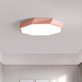 Octagonal Flush Ceiling Light Simplicity Acrylic Bedroom LED Flush Mount Lighting Fixture Pink Clearhalo 'Ceiling Lights' 'Close To Ceiling Lights' 'Close to ceiling' 'Flush mount' Lighting' 2186887