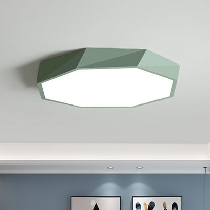 Octagonal Flush Ceiling Light Simplicity Acrylic Bedroom LED Flush Mount Lighting Fixture Green Clearhalo 'Ceiling Lights' 'Close To Ceiling Lights' 'Close to ceiling' 'Flush mount' Lighting' 2186888