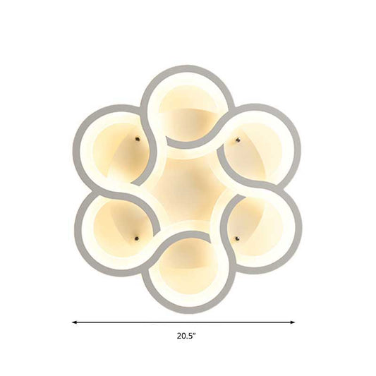 Contemporary Flower-Like LED Flush Mount Lighting Acrylic 16.5"/20.5" Wide Bedroom Ceiling Mounted Fixture in Warm/White Light Clearhalo 'Ceiling Lights' 'Close To Ceiling Lights' 'Close to ceiling' 'Semi-flushmount' Lighting' 218688