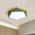 Faceted Pentagon Bedroom Flush Light Metallic Macaron LED Flush Ceiling Light Fixture with Wooden Canopy Green Clearhalo 'Ceiling Lights' 'Close To Ceiling Lights' 'Close to ceiling' 'Flush mount' Lighting' 2186898
