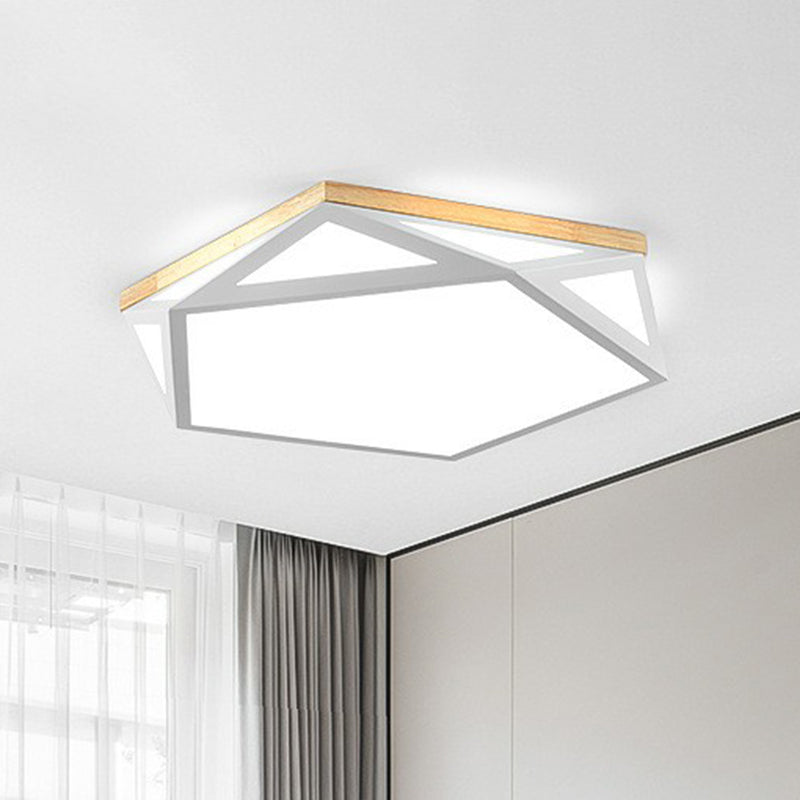 Multifaceted LED Flush Mount Minimalist Metallic Bedroom Flushmount Ceiling Light with Pentagon Acrylic Shade White Clearhalo 'Ceiling Lights' 'Close To Ceiling Lights' 'Close to ceiling' 'Flush mount' Lighting' 2186909