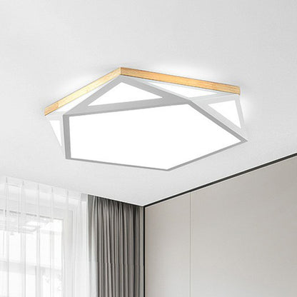 Multifaceted LED Flush Mount Minimalist Metallic Bedroom Flushmount Ceiling Light with Pentagon Acrylic Shade White Clearhalo 'Ceiling Lights' 'Close To Ceiling Lights' 'Close to ceiling' 'Flush mount' Lighting' 2186909
