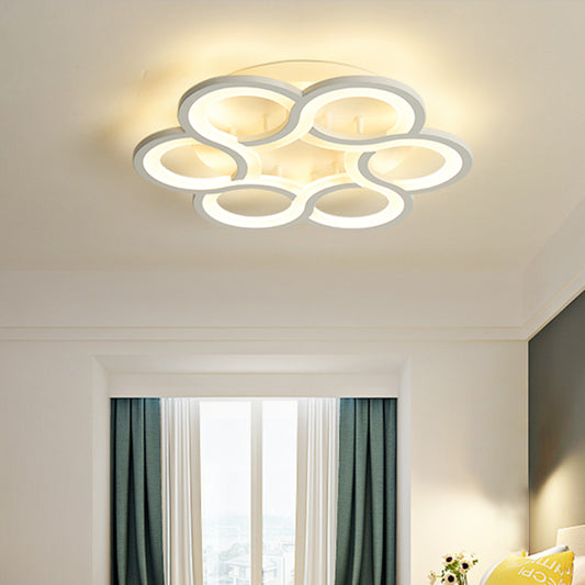Contemporary Flower-Like LED Flush Mount Lighting Acrylic 16.5"/20.5" Wide Bedroom Ceiling Mounted Fixture in Warm/White Light White Clearhalo 'Ceiling Lights' 'Close To Ceiling Lights' 'Close to ceiling' 'Semi-flushmount' Lighting' 218690