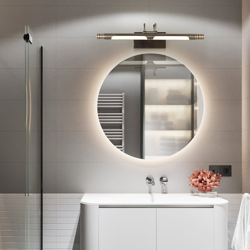 Bronze Elongated Vanity Light Fixture Classic Metal LED Bathroom Sconce Lamp in White/Warm Light, 21"/26" W Bronze 26" Clearhalo 'Vanity Lights' 'Wall Lights' Lighting' 218691