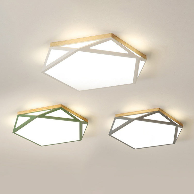 Multifaceted LED Flush Mount Minimalist Metallic Bedroom Flushmount Ceiling Light with Pentagon Acrylic Shade Clearhalo 'Ceiling Lights' 'Close To Ceiling Lights' 'Close to ceiling' 'Flush mount' Lighting' 2186910