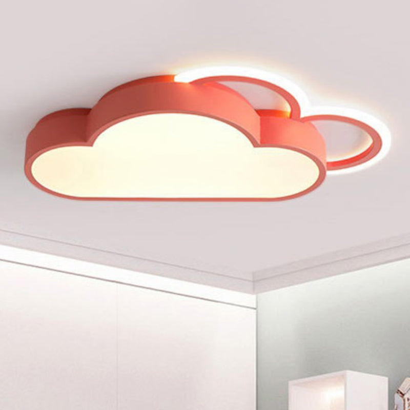 Simplistic Cloud Shaped Flush Mount Lighting Acrylic Bedroom LED Flush Mount Fixture Pink Clearhalo 'Ceiling Lights' 'Close To Ceiling Lights' 'Close to ceiling' 'Flush mount' Lighting' 2186931