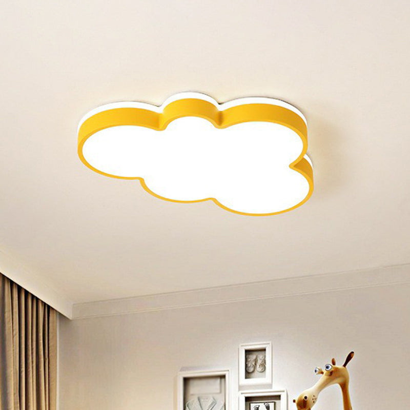 Acrylic Cloud Flush Ceiling Light Simplicity LED Flush Mount Lighting Fixture for Kids Bedroom Yellow Clearhalo 'Ceiling Lights' 'Close To Ceiling Lights' 'Close to ceiling' 'Flush mount' Lighting' 2186942