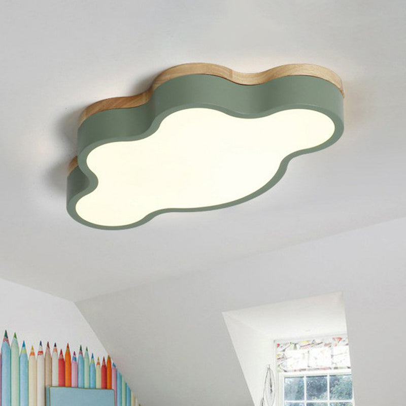 Cloud Flush Mount Lighting Simplistic Acrylic Kids Bedroom LED Flush Mount Fixture Green Clearhalo 'Ceiling Lights' 'Close To Ceiling Lights' 'Close to ceiling' 'Flush mount' Lighting' 2186966
