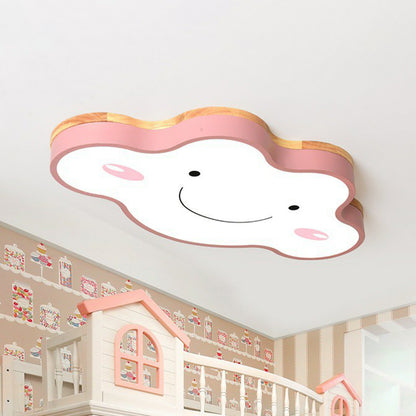 Acrylic Smiling Cloud LED Flush Mount Cartoon Flushmount Ceiling Light for Nursery Pink Clearhalo 'Ceiling Lights' 'Close To Ceiling Lights' 'Close to ceiling' 'Flush mount' Lighting' 2186967
