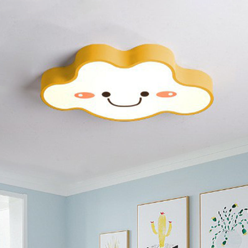 Smiling Cloud Bedroom Flush Ceiling Light Frosted Acrylic Kids LED Flush Mount Lighting Fixture Clearhalo 'Ceiling Lights' 'Close To Ceiling Lights' 'Close to ceiling' 'Flush mount' Lighting' 2186981