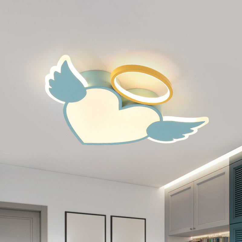 Heart Angel LED Flush Mount Minimalist Acrylic Kids Bedroom Flushmount Ceiling Light Clearhalo 'Ceiling Lights' 'Close To Ceiling Lights' 'Close to ceiling' 'Flush mount' Lighting' 2187008