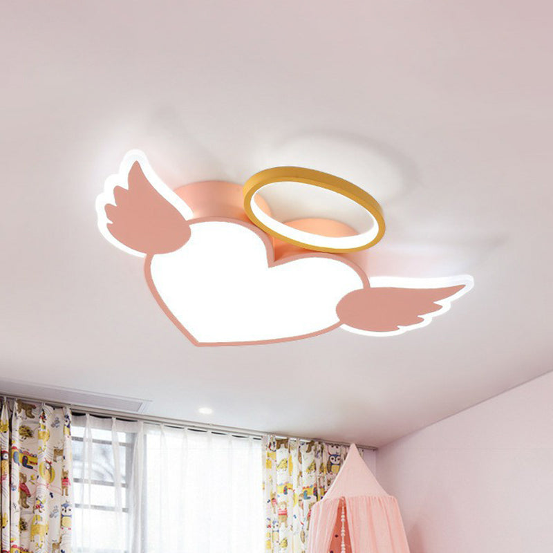 Heart Angel LED Flush Mount Minimalist Acrylic Kids Bedroom Flushmount Ceiling Light Clearhalo 'Ceiling Lights' 'Close To Ceiling Lights' 'Close to ceiling' 'Flush mount' Lighting' 2187011
