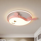 Metallic Dolphin Shaped Flush Ceiling Light Simplicity LED Flush Mount Lighting Fixture for Kids Bedroom Clearhalo 'Ceiling Lights' 'Close To Ceiling Lights' 'Close to ceiling' 'Flush mount' Lighting' 2187013