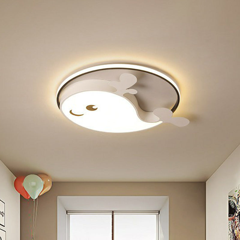 Metallic Dolphin Shaped Flush Ceiling Light Simplicity LED Flush Mount Lighting Fixture for Kids Bedroom Clearhalo 'Ceiling Lights' 'Close To Ceiling Lights' 'Close to ceiling' 'Flush mount' Lighting' 2187017