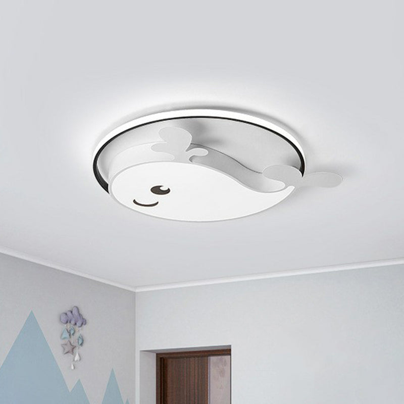 Metallic Dolphin Shaped Flush Ceiling Light Simplicity LED Flush Mount Lighting Fixture for Kids Bedroom Clearhalo 'Ceiling Lights' 'Close To Ceiling Lights' 'Close to ceiling' 'Flush mount' Lighting' 2187018