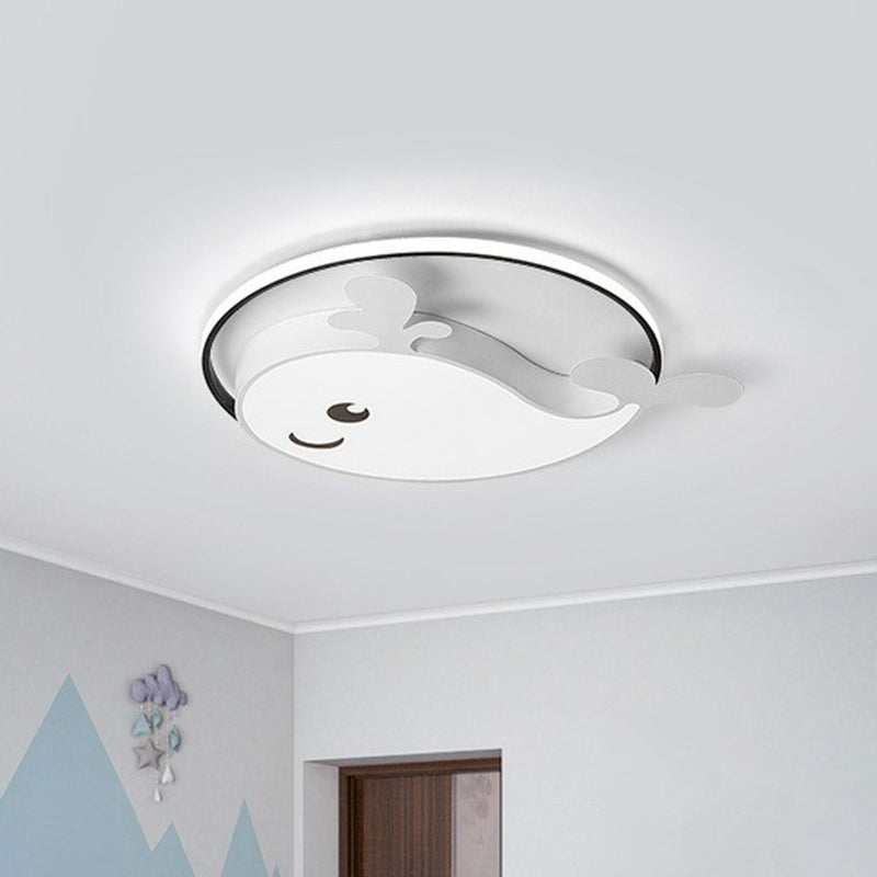 Metallic Dolphin Shaped Flush Ceiling Light Simplicity LED Flush Mount Lighting Fixture for Kids Bedroom Clearhalo 'Ceiling Lights' 'Close To Ceiling Lights' 'Close to ceiling' 'Flush mount' Lighting' 2187018