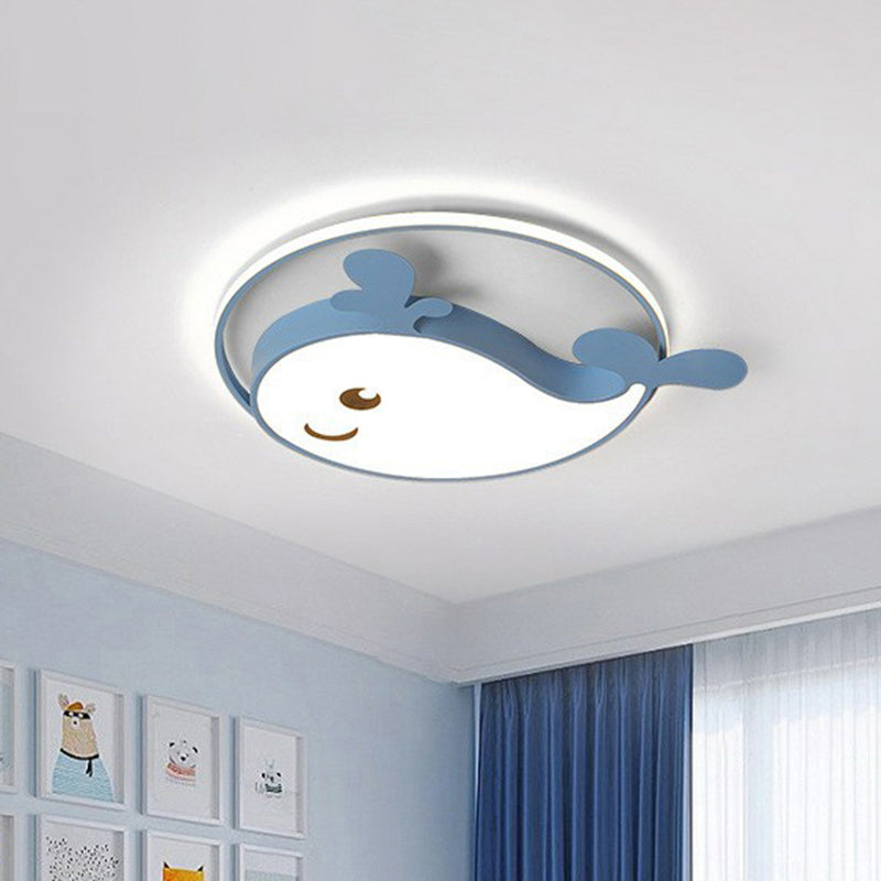 Metallic Dolphin Shaped Flush Ceiling Light Simplicity LED Flush Mount Lighting Fixture for Kids Bedroom Clearhalo 'Ceiling Lights' 'Close To Ceiling Lights' 'Close to ceiling' 'Flush mount' Lighting' 2187020