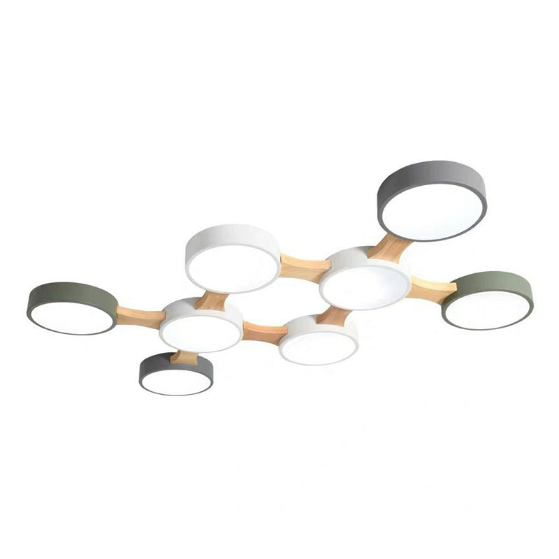 Minimalist Round LED Flush Mount Metallic Living Room Flushmount Ceiling Light in Gray-Green Clearhalo 'Ceiling Lights' 'Close To Ceiling Lights' 'Close to ceiling' 'Flush mount' Lighting' 2187043