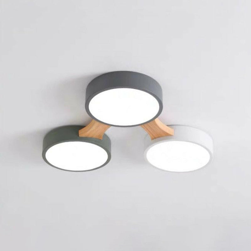 Minimalist Round LED Flush Mount Metallic Living Room Flushmount Ceiling Light in Gray-Green Clearhalo 'Ceiling Lights' 'Close To Ceiling Lights' 'Close to ceiling' 'Flush mount' Lighting' 2187052