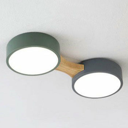 Minimalist Round LED Flush Mount Metallic Living Room Flushmount Ceiling Light in Gray-Green 2 Gray-Green Clearhalo 'Ceiling Lights' 'Close To Ceiling Lights' 'Close to ceiling' 'Flush mount' Lighting' 2187053