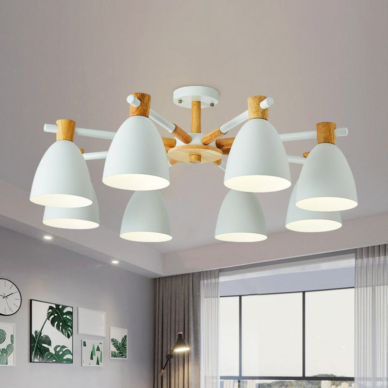 Dome Shade Semi Flush Mount Simplicity Metal Living Room Ceiling Mounted Lighting 8 White Clearhalo 'Ceiling Lights' 'Close To Ceiling Lights' 'Close to ceiling' 'Semi-flushmount' Lighting' 2187054