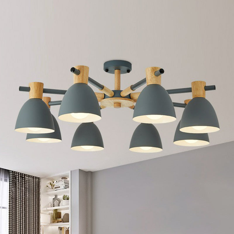 Dome Shade Semi Flush Mount Simplicity Metal Living Room Ceiling Mounted Lighting Clearhalo 'Ceiling Lights' 'Close To Ceiling Lights' 'Close to ceiling' 'Semi-flushmount' Lighting' 2187056