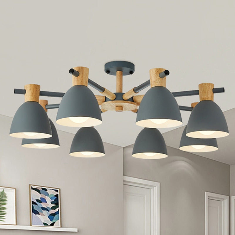 Dome Shade Semi Flush Mount Simplicity Metal Living Room Ceiling Mounted Lighting Clearhalo 'Ceiling Lights' 'Close To Ceiling Lights' 'Close to ceiling' 'Semi-flushmount' Lighting' 2187058