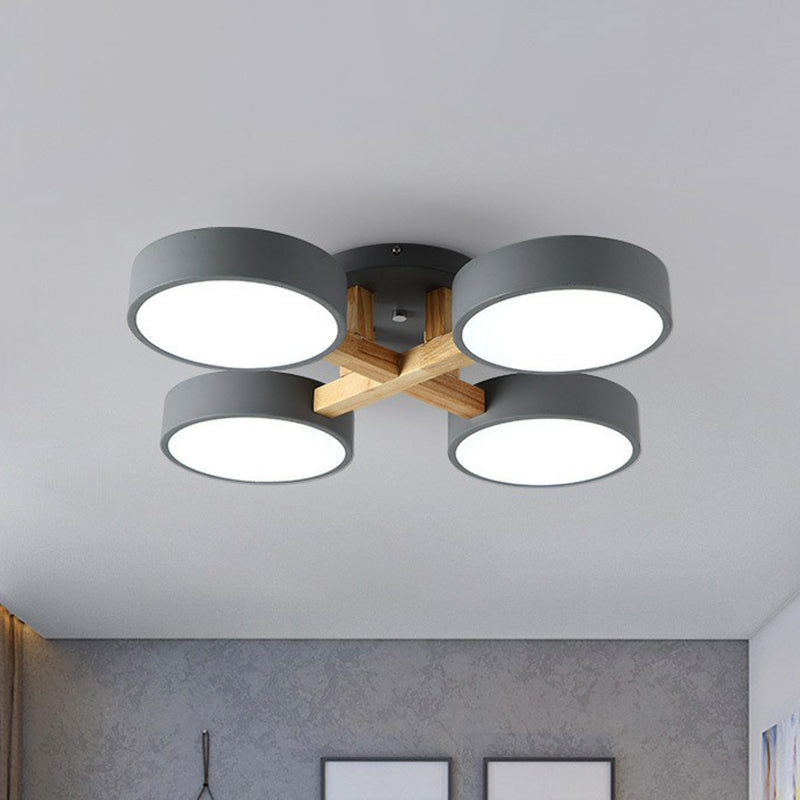 Acrylic Circular Shade Flush Mount Light Nordic Style Semi Flush Ceiling Light for Living Room Grey Clearhalo 'Ceiling Lights' 'Close To Ceiling Lights' 'Close to ceiling' 'Semi-flushmount' Lighting' 2187059