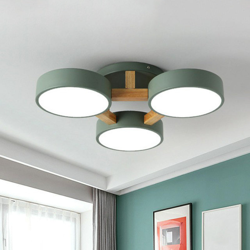 Acrylic Circular Shade Flush Mount Light Nordic Style Semi Flush Ceiling Light for Living Room Green Clearhalo 'Ceiling Lights' 'Close To Ceiling Lights' 'Close to ceiling' 'Semi-flushmount' Lighting' 2187065