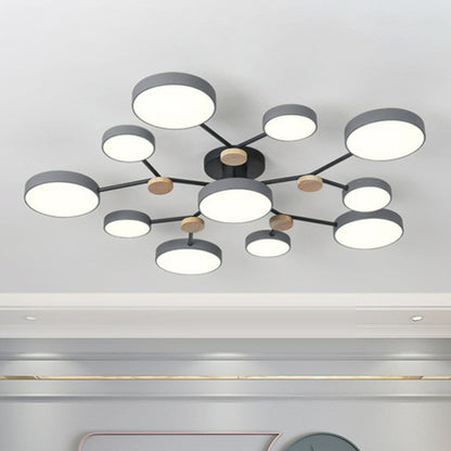 Round Shaped Living Room Chandelier Pendant Light Acrylic 11 Heads Nordic Style Pendant Light Fixture Grey Clearhalo 'Ceiling Lights' 'Chandeliers' Lighting' options 2187079_3155cd63-a72f-402d-bd6a-fea3ea3e394e